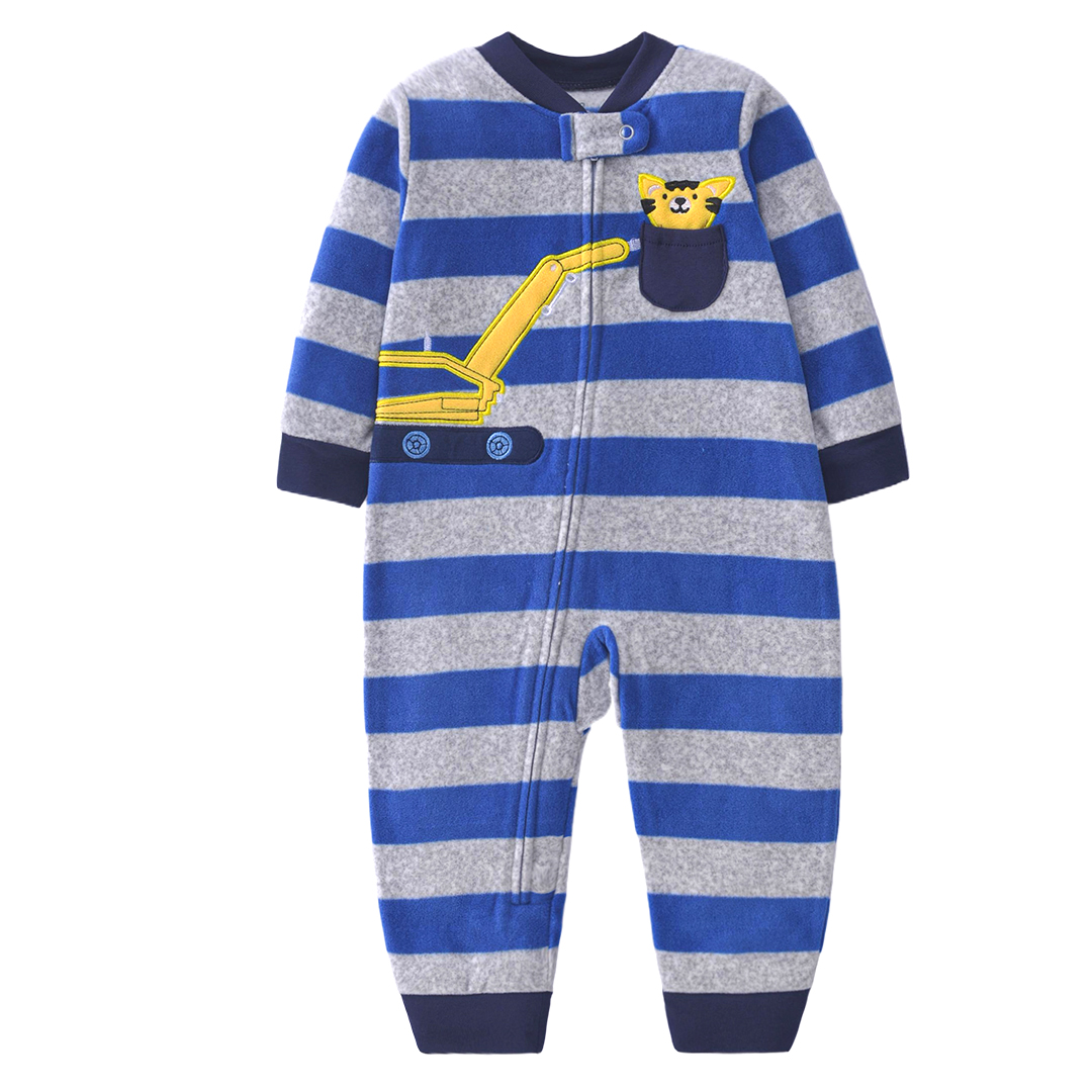 Roupas para Bebês Recém-Nascidos Macacão com Estampa de Urso com Zíper para Meninos e Meninas Primavera Outono Conjuntos de Fleece Polar 9-24 Meses
