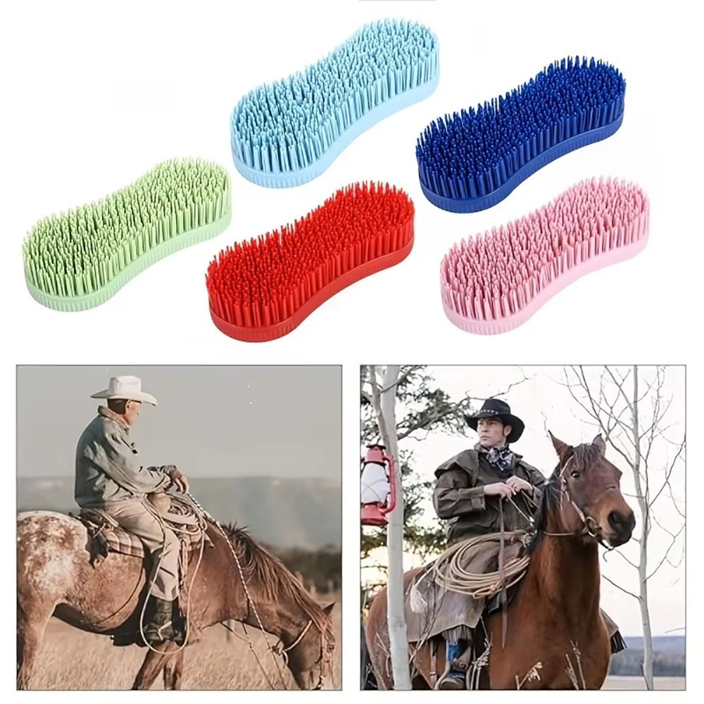 1 Uds. Cepillo de cuidado de caballos colorido, cerdas duras, accesorios de plástico para caballos, herramienta de masaje ecuestre de silicona