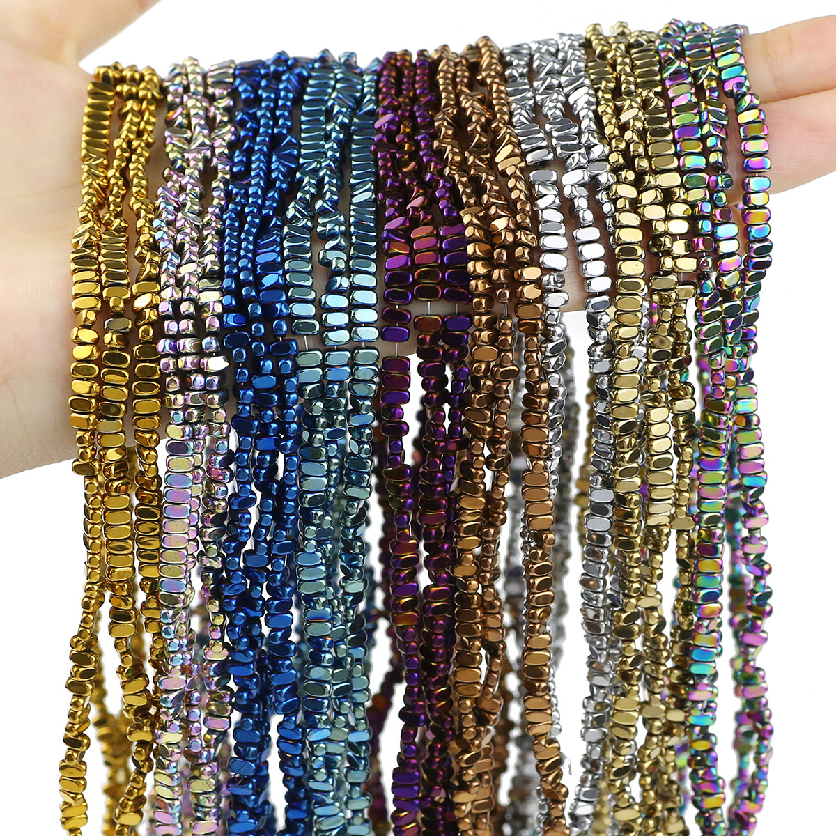 4*2*2 mm180pcs niebieska, zielona, zaokrąglona kwadratowa hematytowa uszczelka z kamienia naturalnego do wyrobu zestaw do robienia bransoletek na biżuterię