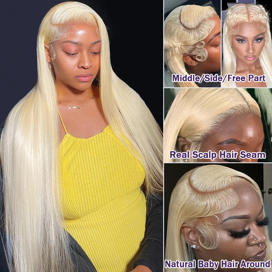 Peluca rubia Smilegirl lisa 613 HD con encaje frontal 13x6 13x4 transparente, pelucas brasileñas lisas con encaje frontal de 30 pulgadas de cabello humano