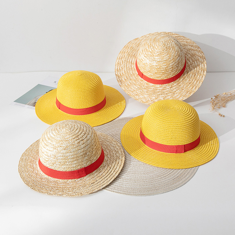 Chapéu de palha luffy para mulheres, chapéu animação cosplay, proteção solar, acessórios verão, performance