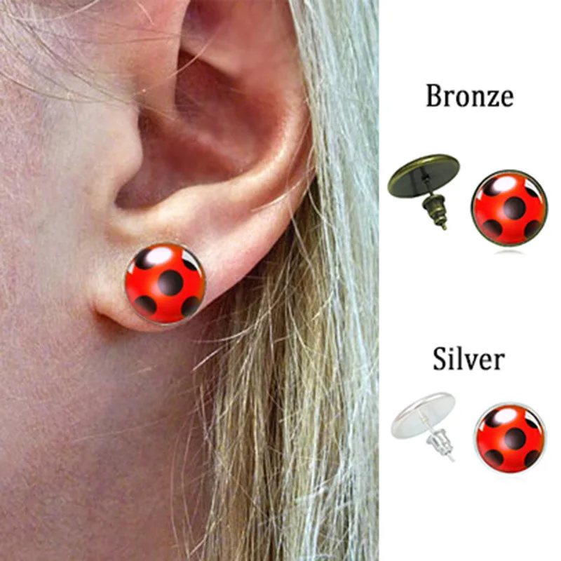 Pendientes de cristal, pendientes simples Lucky Time Gem Bug para mujeres, hombres, niñas, niños, cumpleaños/Navidad/regalos del día festivo