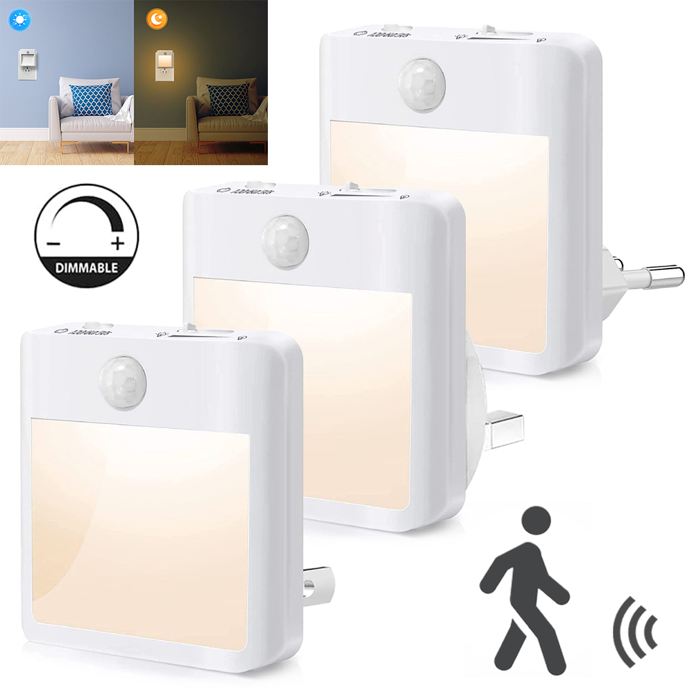 Luces LED nocturnas con Sensor de movimiento para dormitorio de niños, Sensor automático de atardecer al amanecer, decoración de lámpara inalámbrica regulable para armario, UE, EE. UU., Reino Unido