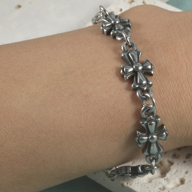 1pc Gothic Style Cross Men's Floral Pattern Bracelet Suitable for Daily and Party Wear, Birthday and Holiday Gift Jewelry