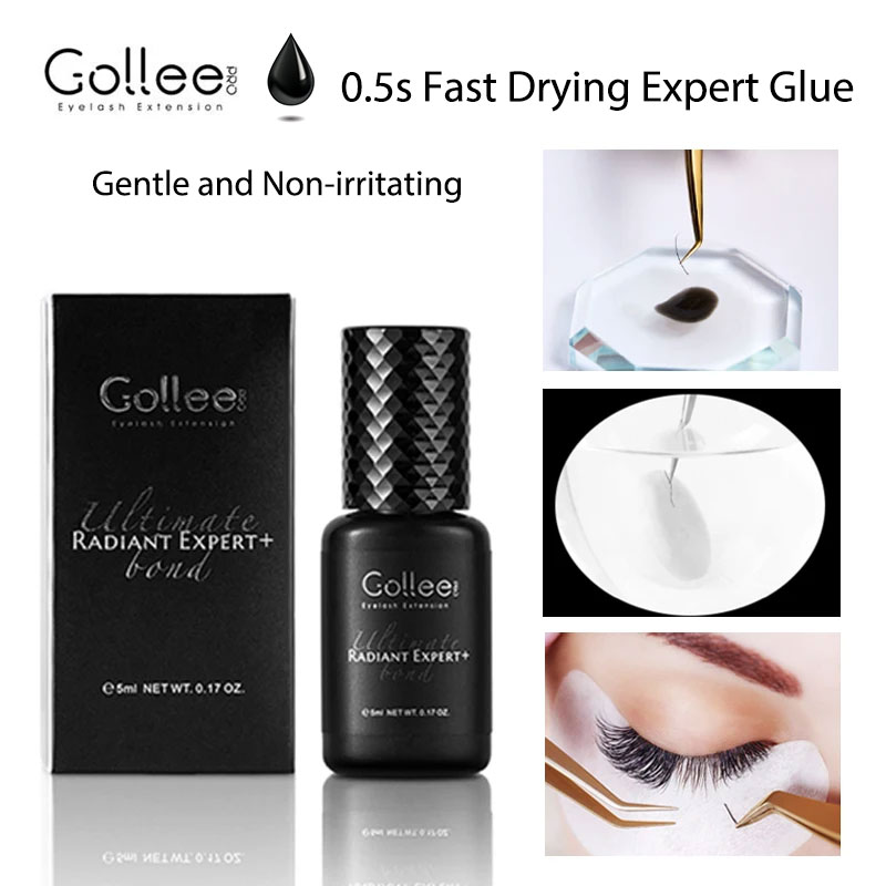Pegamento para Pestañas Gollee 0.5s, Adhesivo Profesional para Extensiones de Pestañas, Resistente al Agua, Suministros para Salón de Belleza