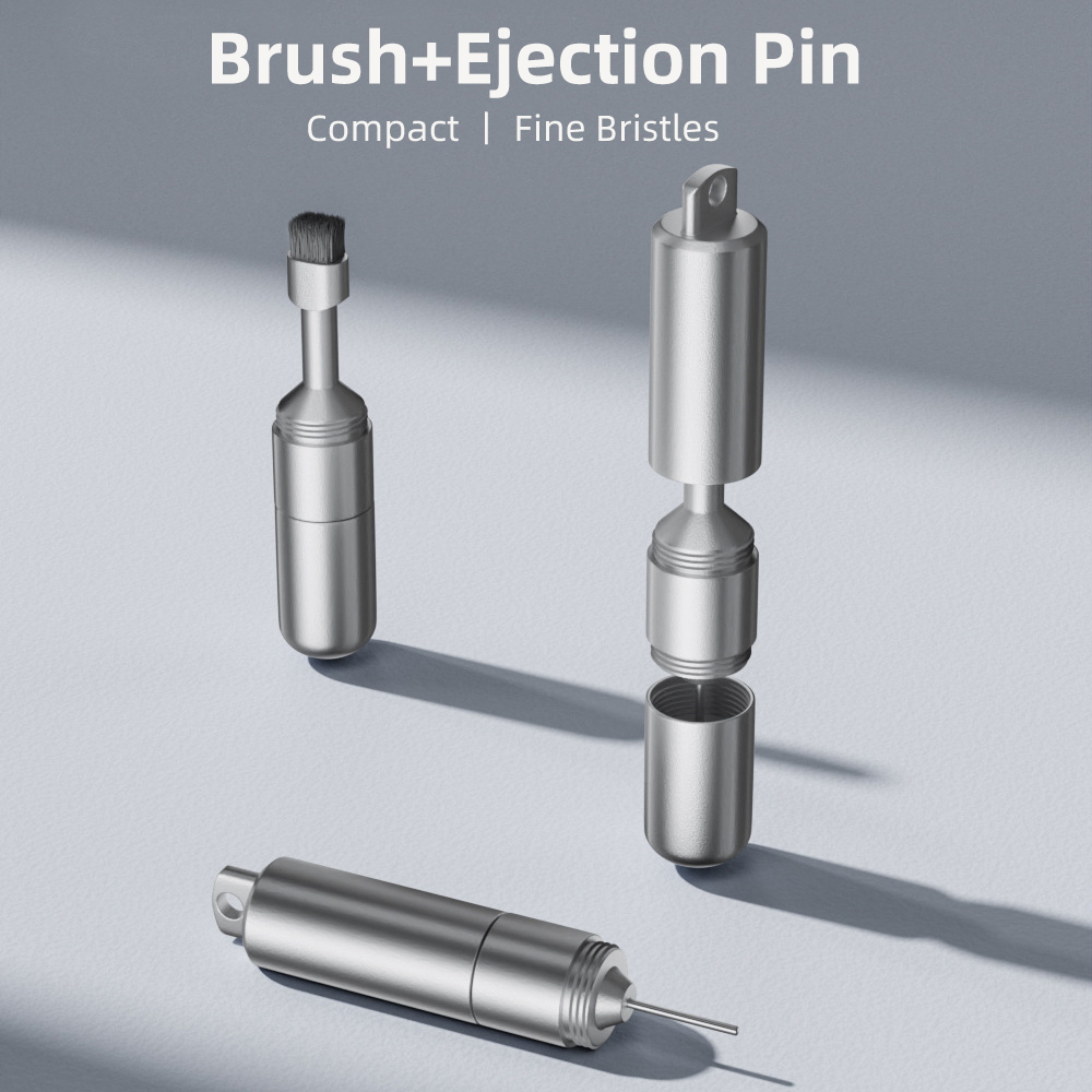 2 in 1 SIM Card Tray Removal Tool Eject Pin Multifunctional Earphone Cleaning Brush Reset Tools for iPhone Cellphone Headphone