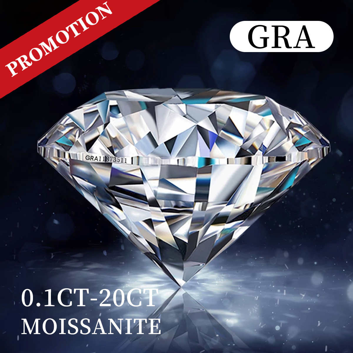 Promoción, piedras preciosas sueltas de moissanita auténtica, Color D VVS1 3EX, diamante creado en laboratorio de corte redondo blanco con certificado GRA, precio de fábrica