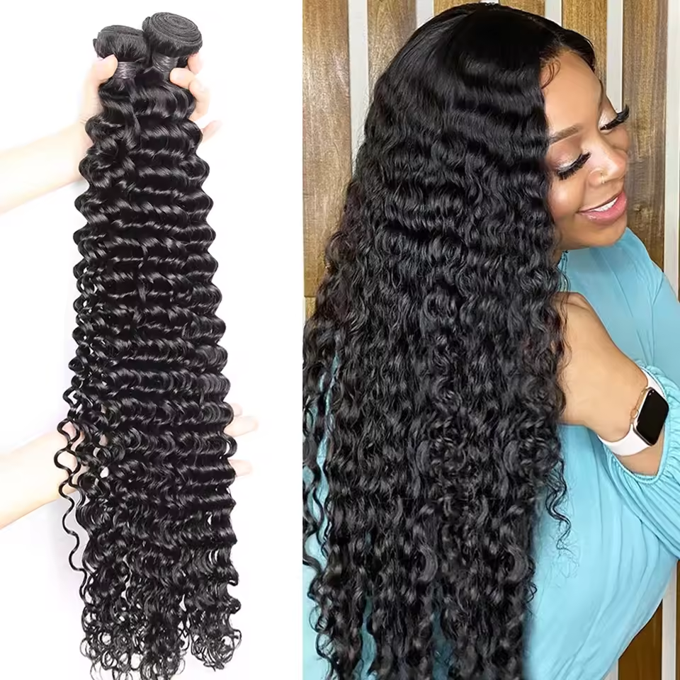 Deep Wave Human Hair Bundles Brazilian  Human Hair Bundles  36 38 40 Inches  Wave Hair Bundles Human Hair