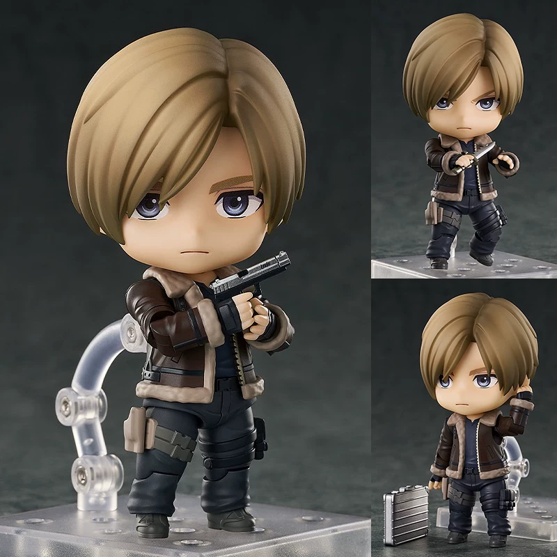 #2337 Resident Evil Leon Chibi Movable Interchangeable Face Figure Desktop Ornament Collectible Toy Gift Game Lovers Surprise