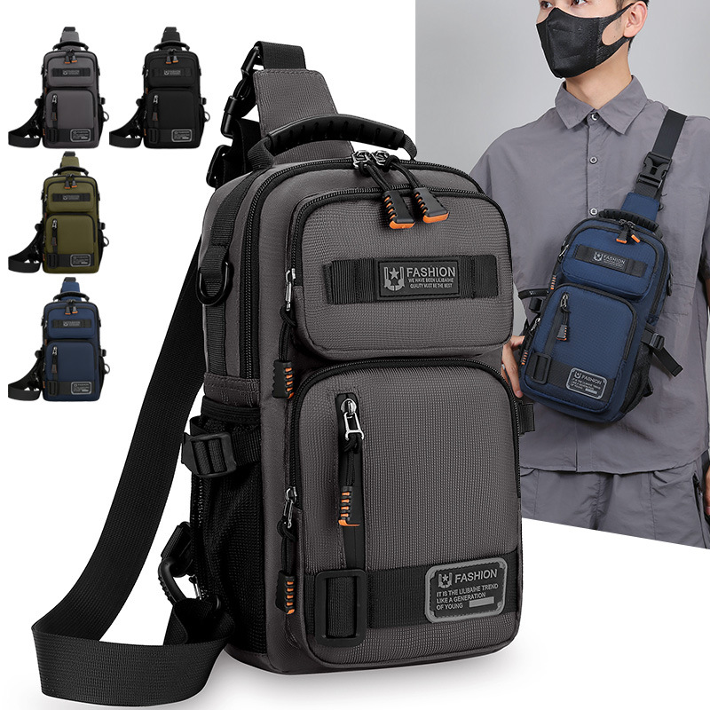 Multifunktionale Brusttasche für Herren, leicht, einfach, mehrere Taschen, Umhängetaschen, Outdoor-Sport, Wandern, Radfahren, Umhängetasche