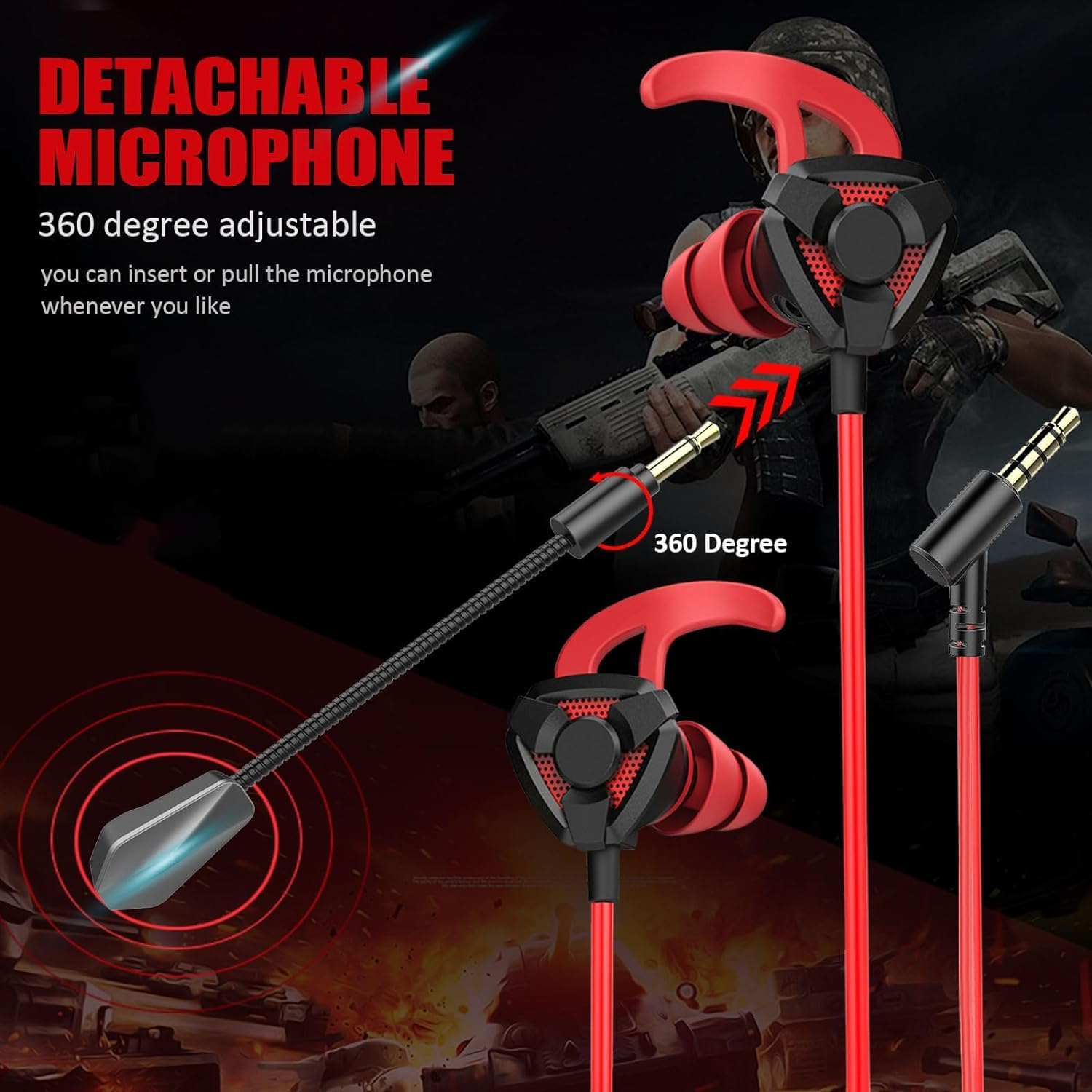 Fones de ouvido gamer universais com fio, fones de ouvido para jogos com microfone estéreo baixo esportivo para tablets móveis e laptops