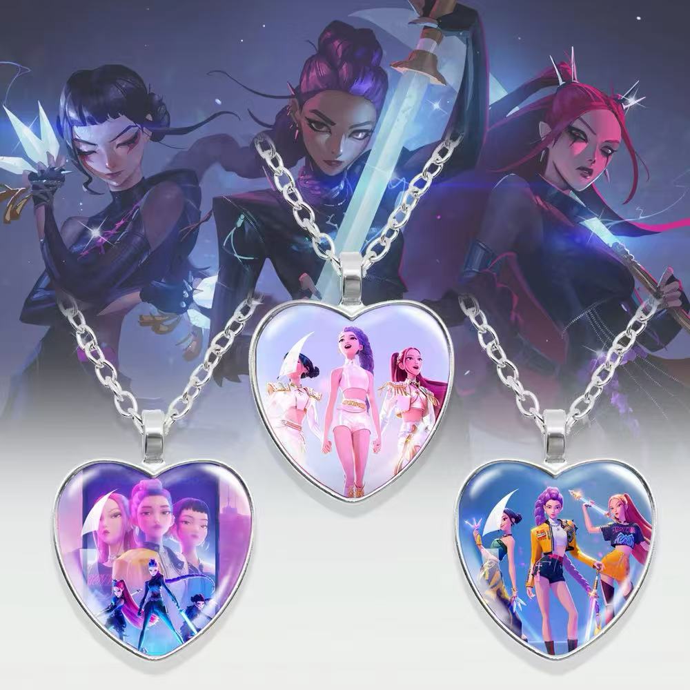 สร้อยคอ KPop Demon Hunters Heart - จี้โลหะผสมจากอนิเมะภาพยนตร์เรื่อง Rumi Zoey Mira สำหรับแฟนคลับ