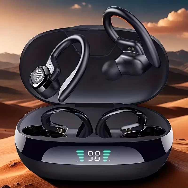 Bezprzewodowe słuchawki sportowe Bluetooth SP16 z mikrofonem, wyświetlaczem LED, ENC, dźwiękiem Hi-Fi Stereo, słuchawki gamingowe.