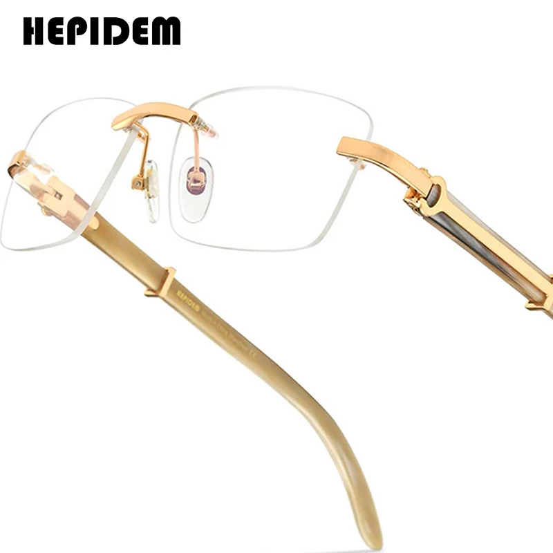 HEPIDEM очки с рогом буйвола, мужские роскошные знаменитые брендовые дизайнерские квадратные женские очки без оправы, деревянные очки