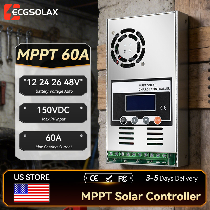 ECGSOLAX MPPT 60A Pengontrol Pengisian Daya Surya LifePo4 Pengontrol Pengisian Baterai 12V 24V 36V 48V Pengontrol Panel Surya Maks PV 150V