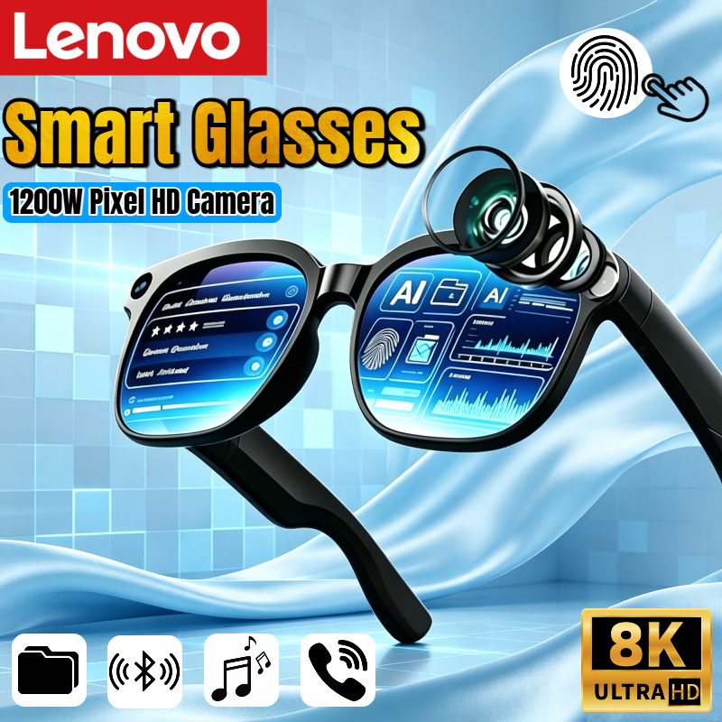 Умные очки Lenovo 8K HD с сенсорным управлением, записью видео, Bluetooth-звонками, голосовым помощником, функцией перевода и ИИ для взрослых. Новинка.