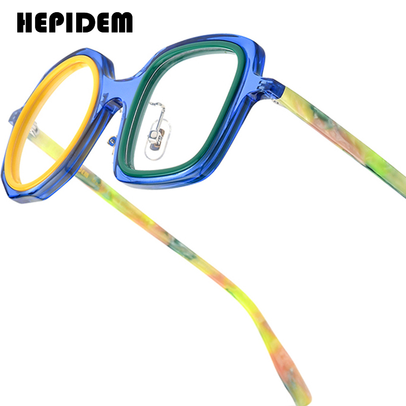 FONEX HEPIDEM Acetate Eyeglasses Frame Men New Round Brand Design Glasses Women Retro Vintage Eyewear Japanese Spectacles 9356