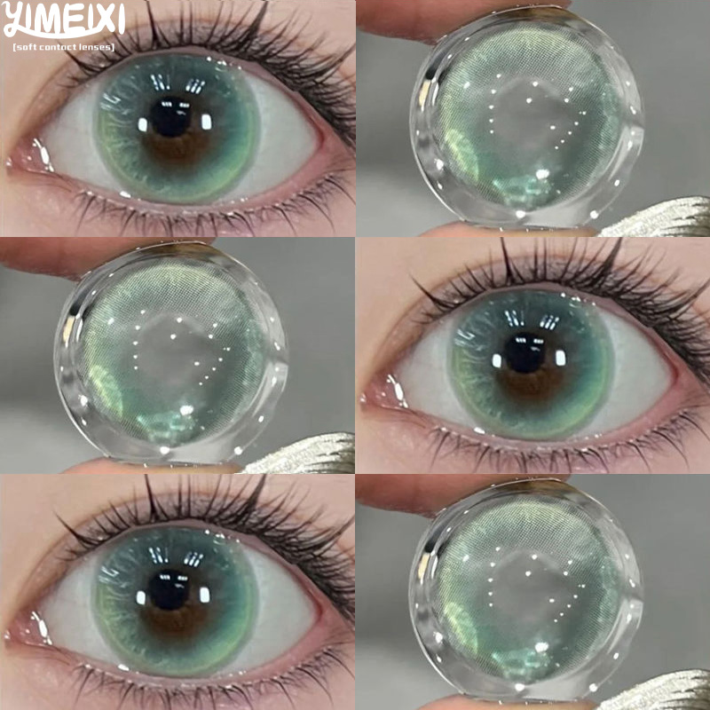 Yimeixi 1 par novas lentes de miopia lentes de contato coloridas para olhos com graus prescrição azul pupila beleza maquiagem lentes de olho