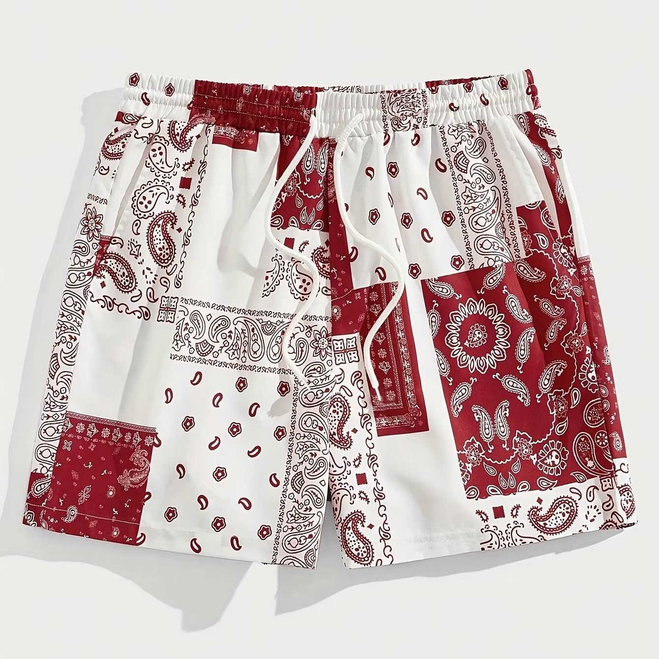 2026 Neue Bandana-Paisley-Patchwork Freizeitshorts für Herren Schnell Trocknende Shorts Geeignet für den Alltag und Y2K-Stil