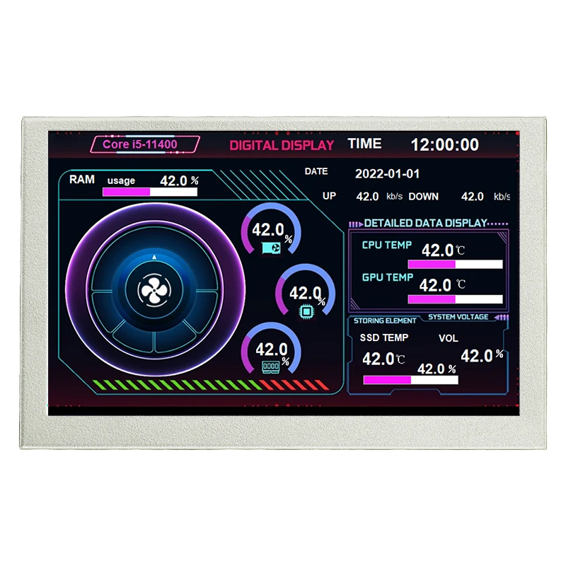 Pantalla secundaria inteligente de 5 pulgadas, Monitor de amplitud tipo C, USB-C, LCD, PC, CPU, GPU, RAM, HDD, 800x480, AIDA64