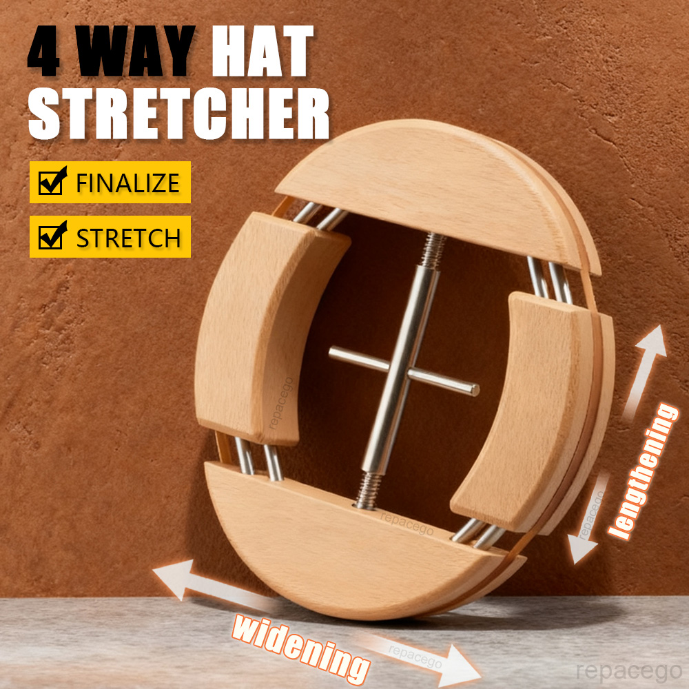 Repacego Barella per cappelli in legno regolabile a 4 vie Manutentore a forma di berretto Porta cappelli Fedora premium per riporre supporti da baseball da cowboy