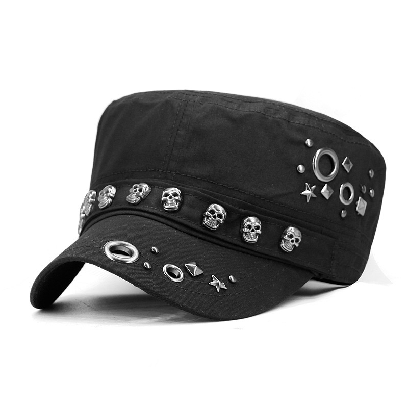 Mannen Vrouwen Baseball Cap Schedel Klinknagel Platte Top Grote Hoofd Hoed Outdoor Leisure Hoeden Hip Hop High Street Dansen K-pop