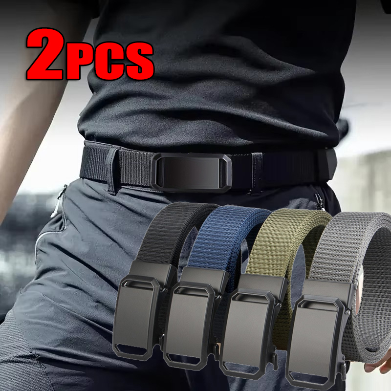 Nuovissima Cintura Tattica in Tela con Fibbia Automatica, Resistente, per Uso Casual, Outdoor, Caccia, Golf, Avventura e Allenamento, per Uomo
