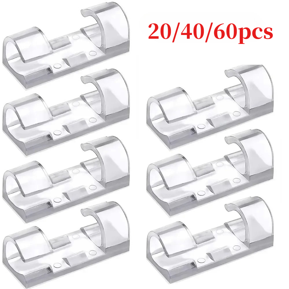 20/40/60PCS Cable Clips Organizer Wire Management Holder Used For Daily Home Office Desk Organization