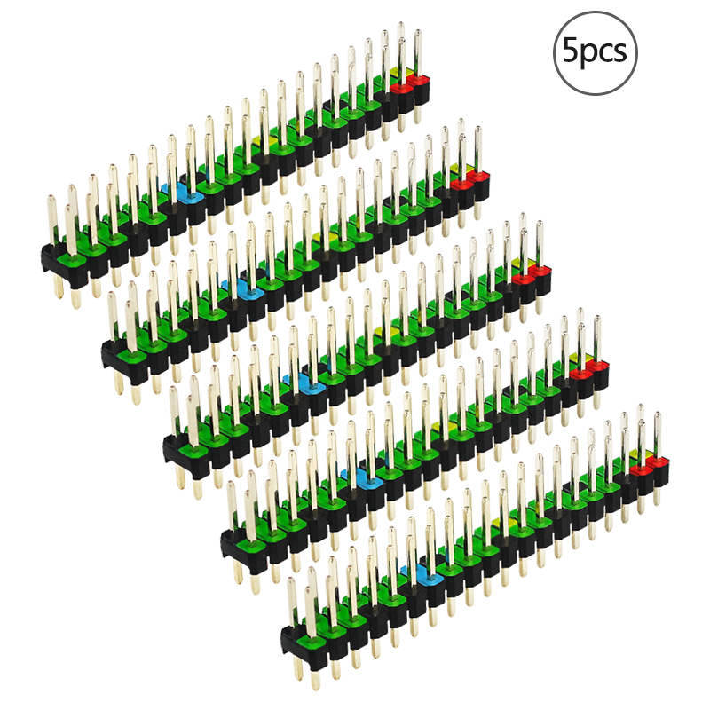 1 pièces/5 pièces 2X20 broches mâle GPIO en-tête pour Raspberry Pi Zero Double rangée 20 broches mâle broche GPIO coloré empilage en-tête étendre