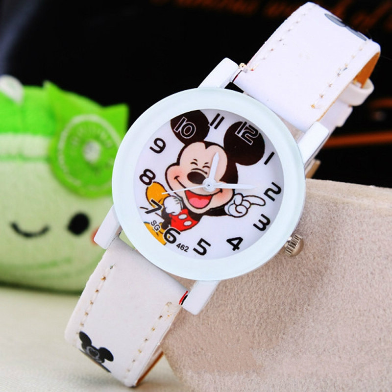 Relógio dos desenhos animados estudantes bonito crianças mickey mouse relógios crianças meninos meninas couro do plutônio relógio de pulso quartzo presentes aniversário