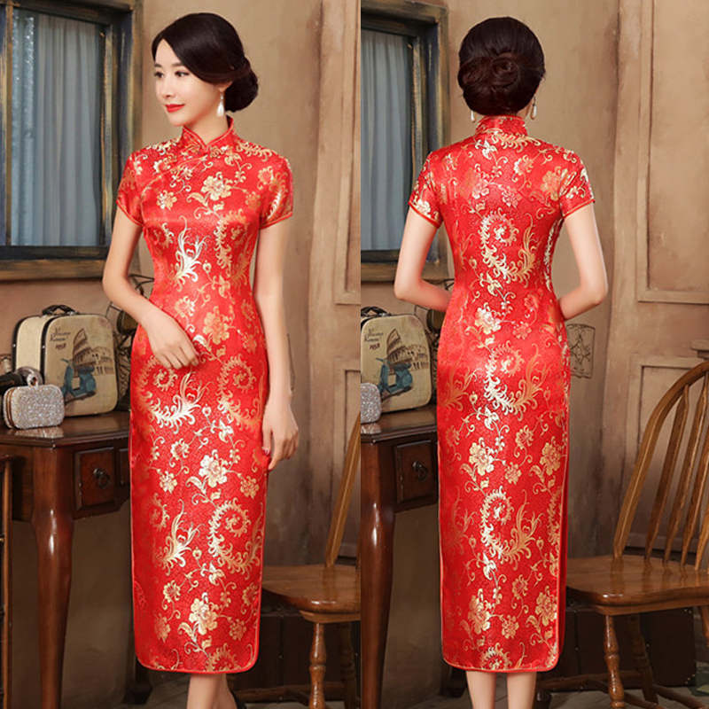 Tamanho grande 5xl 6xl vintage cheongsam novo estilo chinês vestido longo tradicional gola mandarim vestidos sexy magro divisão qipao