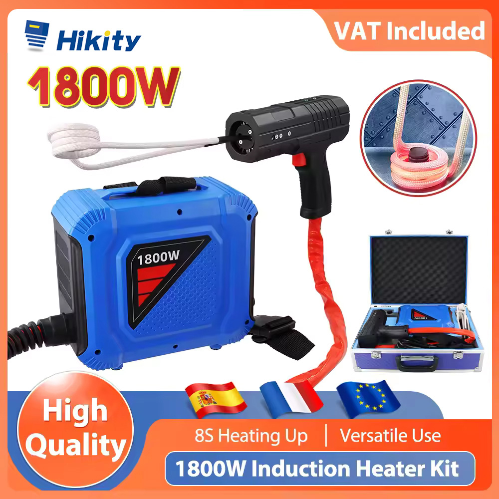 Kit de Aquecedor por Indução Magnética Hikity 1800W, Ferramentas Portáteis para Remoção de Parafusos em Reparos de Carros, Aquecedor Manual Sem Chama com Caixa