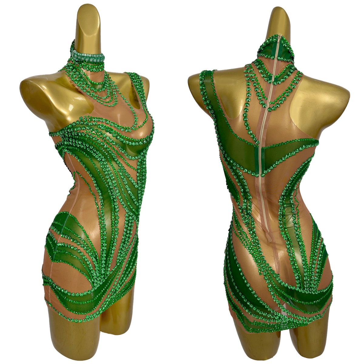 Sparkly Crystals Ultra Short Dress Women Sexy See Through Mesh Celebrate Night Party Birthday Dress Photo Shoot Wear Liuzhuan