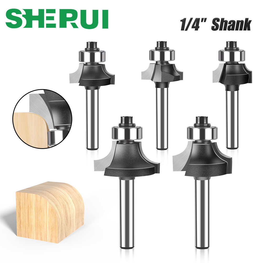 6mm shank 1/4" shank Corner Round Over Router Bit with BearingMilling Cutter for Wood Woodwork Tungsten Carbide