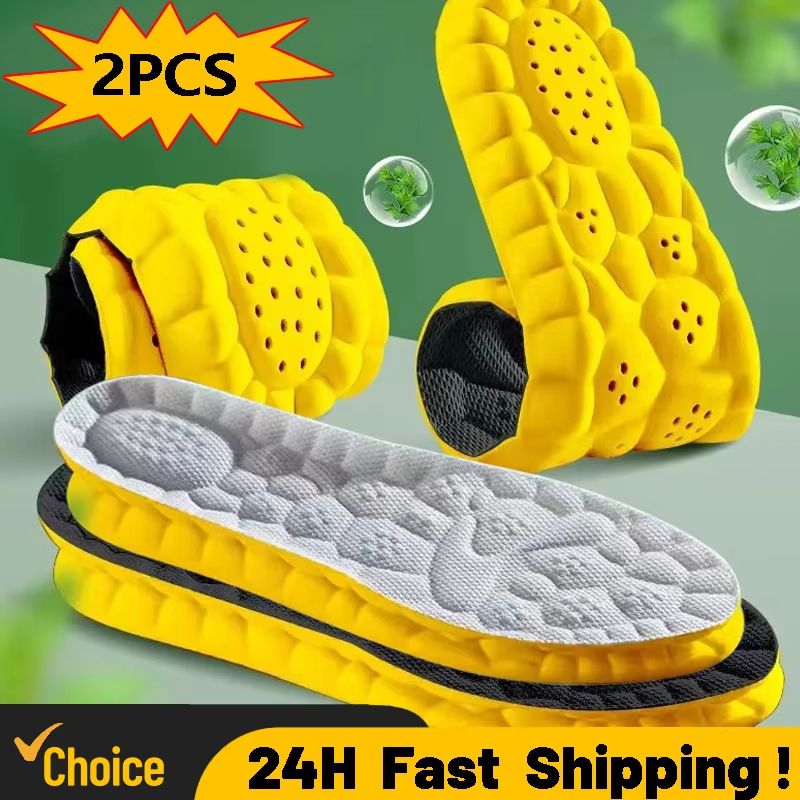 4D Cloud Technology Sports Insoles for Shoes PU Sole Soft Breathable Shock Absorption Cushion Running Orthopedic Care Insoles
