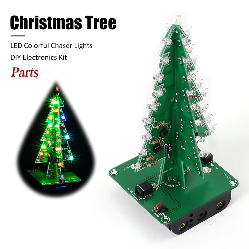 Kreatywny zestaw DIY LED choinki 3D Czerwony/Zielony/Żółty LED Flash Circuit Kit Elektroniczny zestaw rozrywkowy 3 kolory/7 kolorów PCB