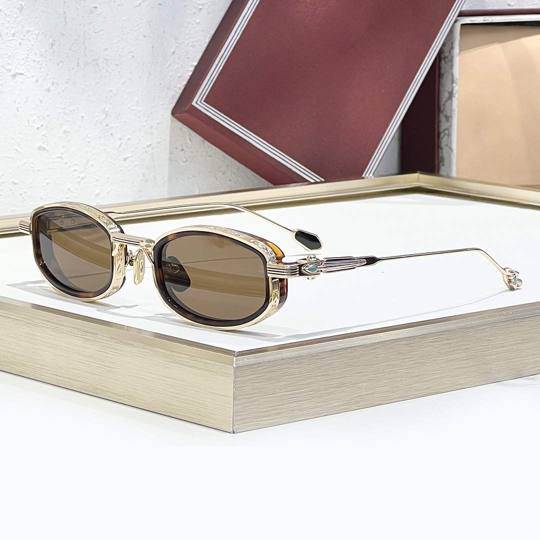 JMM Hardin High Quality Luxury Sunglasses Handcrafted Titanium Gemstone Inlay Retro Oval UV400 Unisex