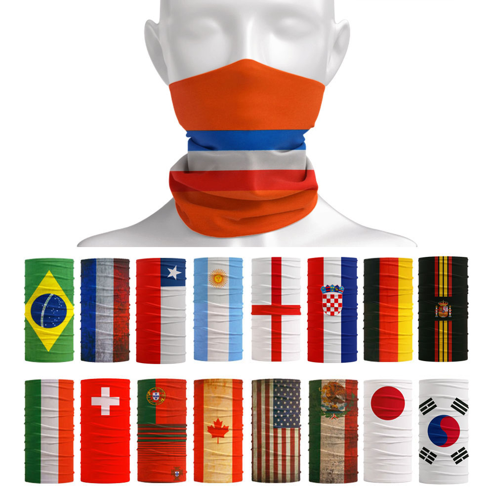 Wereldvoetbalfans Nationale Vlag Bandana Spain Nederland Frankrijk Korea Chili Nek Gaiter Naadloze Gezichtsmasker Mannen Hoofddeksjaal