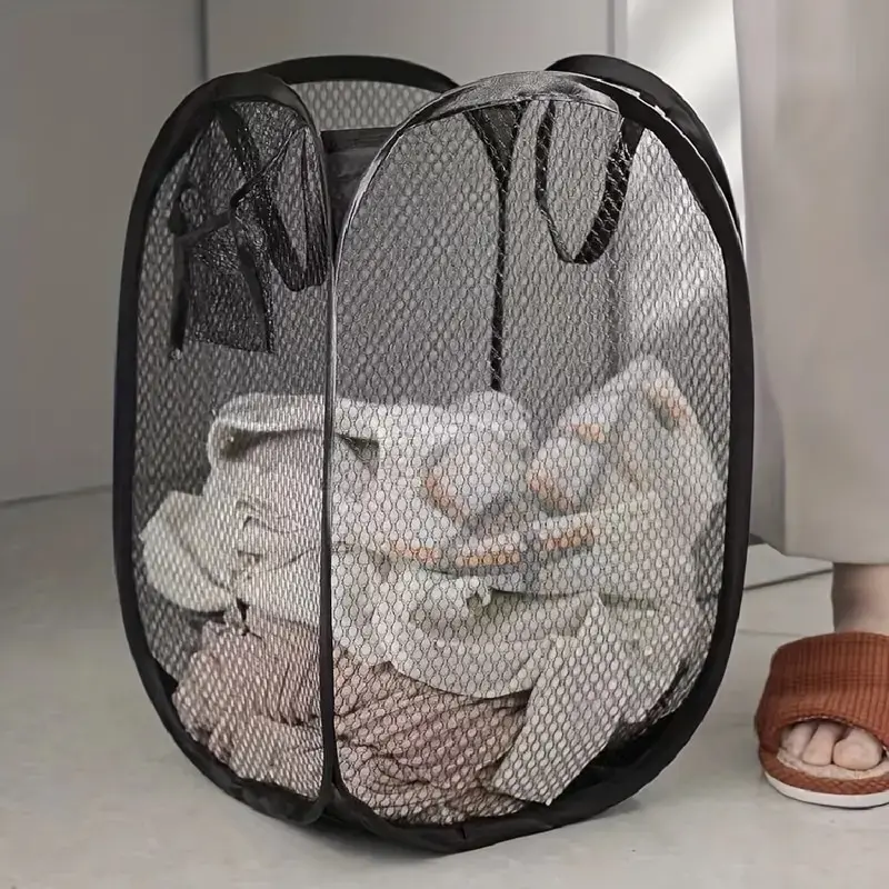 Grote draagbare mesh pop-up wasmand, wasmand, opvouwbare opbergmand voor vuile kleren, opbergmand met grote capaciteit