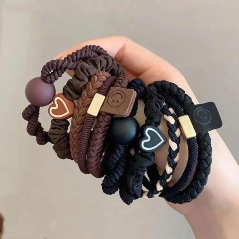 10 Uds. Conjunto de anillos para el cabello para mujer, accesorios para el cabello, banda de cuero de alta elasticidad, temperamento Simple, cola de caballo alta, durabilidad, nuevo estilo