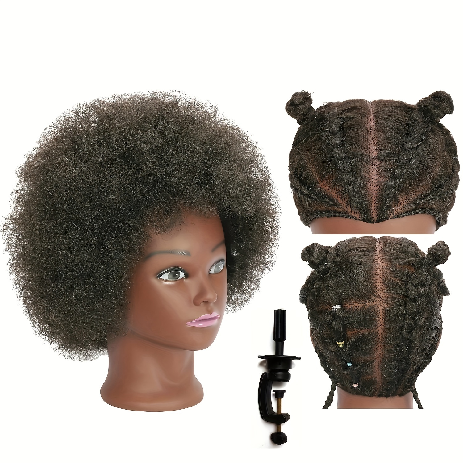 Kinky Curly 100% Real Human Hair Mannequin Head For Hairdresser Practice Afro Cosmetology Manikin Doll Head Styling Hair Extensi