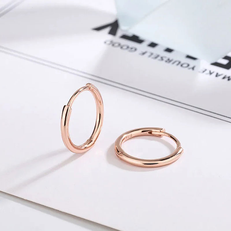 Boucles d'oreilles en or rose 14K plaqué or violet, brillant, mode minimaliste, bijoux de fête, cadeau pour petite amie, nouvelle collection 585