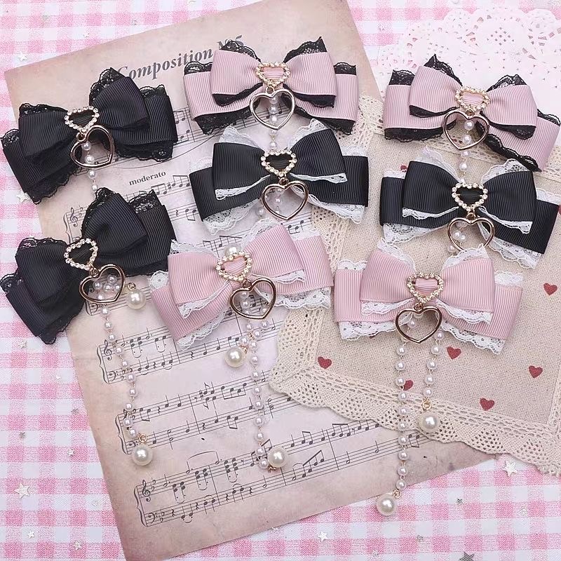 [1 Paar] Lolita Cosplay Mädchen Haarnadel Schleife Haarspange süße Haarschmuck japanische ästhetische Haarspangen y2k süße Artikel für Mädchen