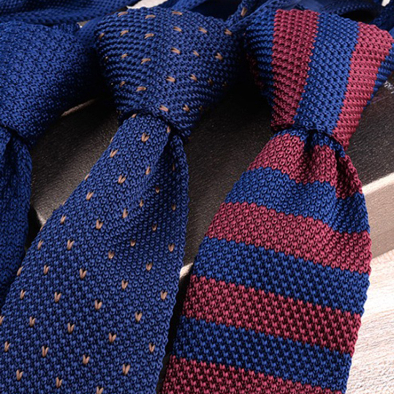 British Style Casual Men's Stripe Retro Knitted Neck Ties Formal Business Navy Red Brown Neckties Handmade Tuxedo Cravat Necktie