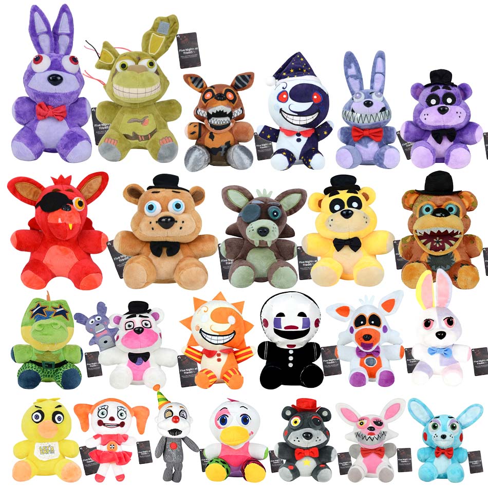 새로운 파이브 나이트 앳 프레디즈(FNAF) 귀여운 봉제 인형 게임 인형 보니 베어 폭시 만화 캐릭터 봉제 인형 프레디 장난감 어린이 선물