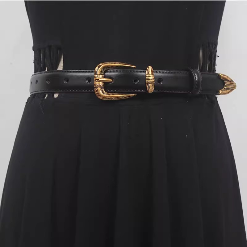 Fajas Vintage de cuero genuino para mujer, corsés para vestido femenino, cinturones de cintura, decoración, cinturón estrecho, moda de pasarela, R2525