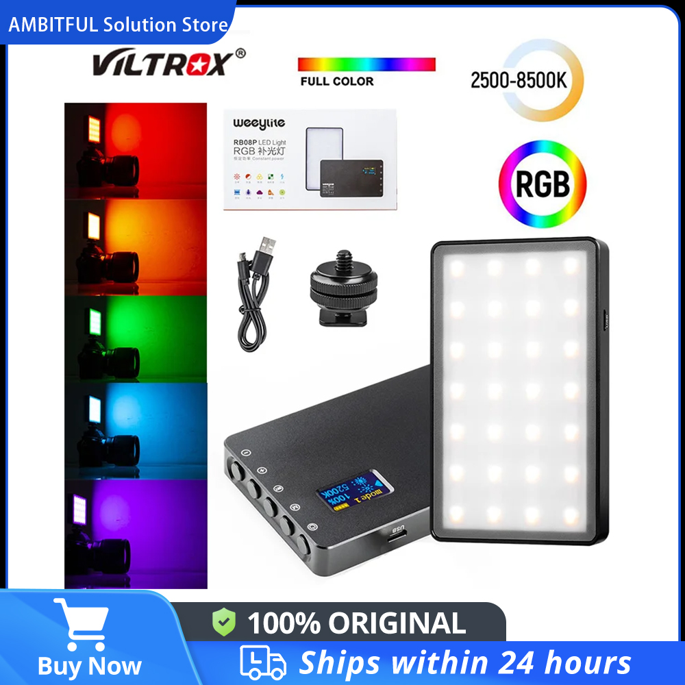Viltrox weeylife rb08p luz led rgb, 2500k-8500k, luz de preenchimento portátil, bateria embutida, para filmagem por telefone e câmera