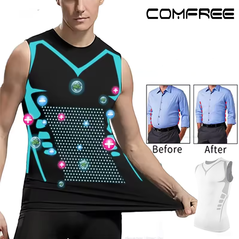 Men Shapewear Strip Shaping Vest Sleeveless Shirt Tight Compression Shirts Tank Top Body Shaper Breathable Body Shaper Round Neck Underwear
