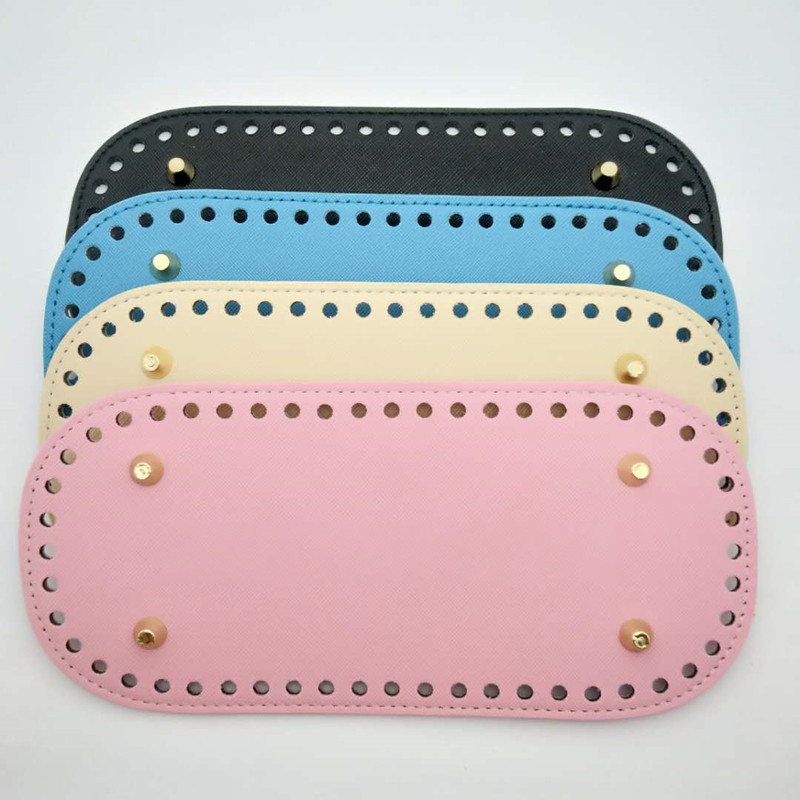 22*10cm fundo oval para saco de malha saco de couro do plutônio acessórios fundo artesanal diy saco de crochê inferior cor sólida parte