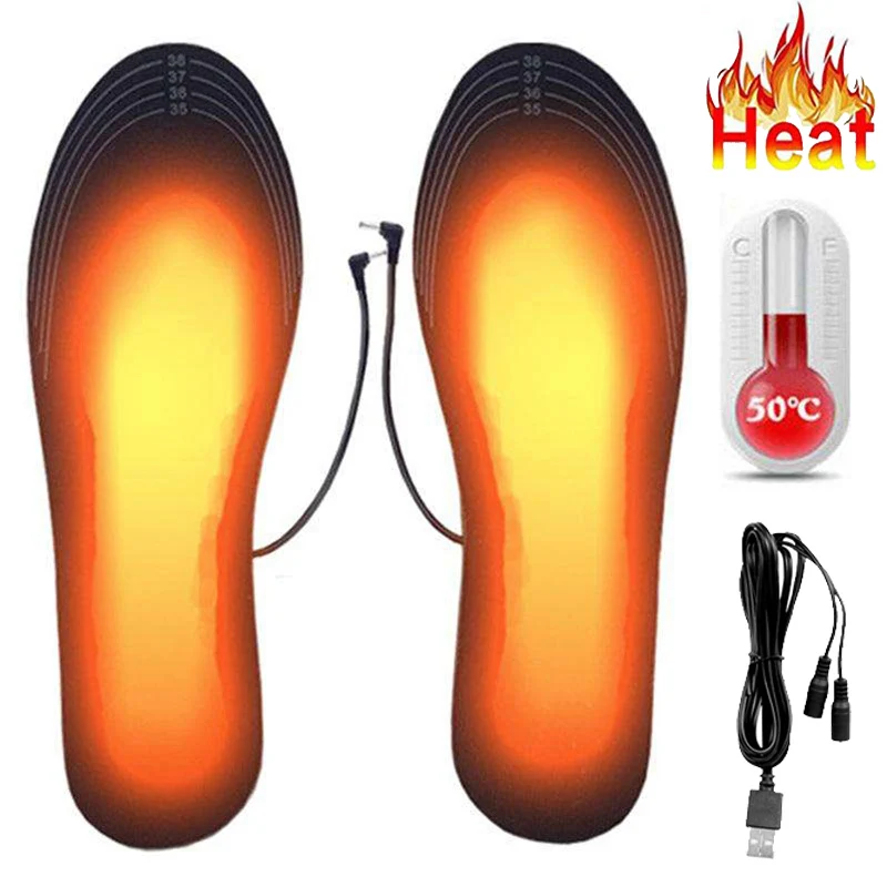USB ชาร์จอุ่น Insoles ขนาด 35-46 DIY ปรับแต่งไฟฟ้าอุ่นรองเท้า Pad สําหรับเล่นสกีกลางแจ้งฤดูหนาวอุ่นเท้า